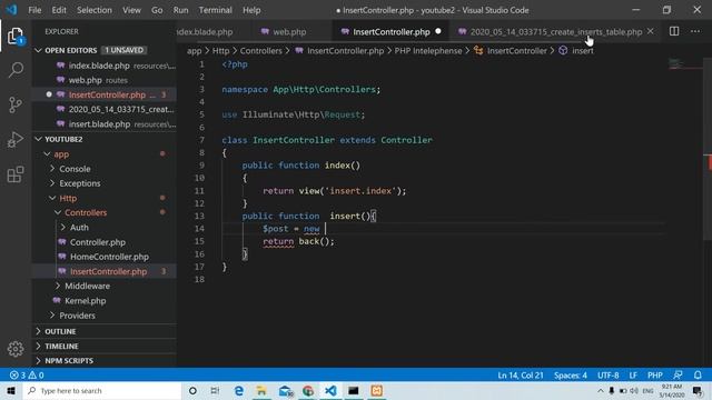 how to insert o data in database for laravel 7 смотреть онлайн