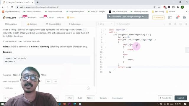 Length of Last Word | LeetCode 58 Solution | Hindi CPP смотреть онлайн