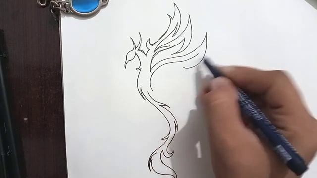 Phoenix Bird ?? TRIBAL TATTOO easy Drawing | How to draw a Phoenix with black marker смотреть онлайн