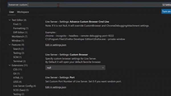 How to change default browser with Visual Studio Code live server?