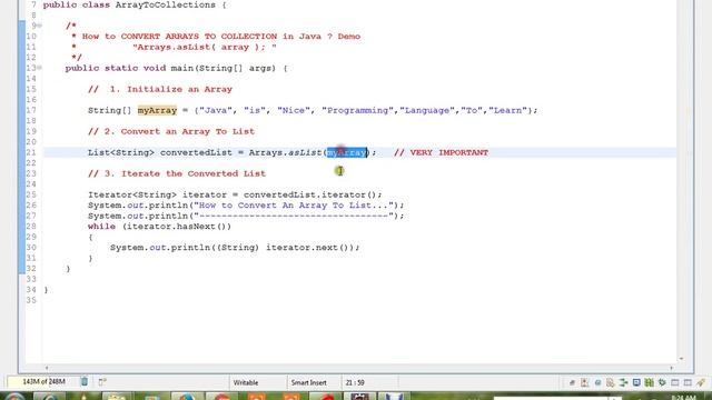 HOW TO CONVERT ARRAYS TO COLLECTION IN JAVA DEMO смотреть онлайн