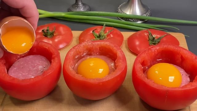 Legen Sie einfach ein Ei in eine Tomate und Sie werden staunen! Frühstücksrezept. смотреть онлайн