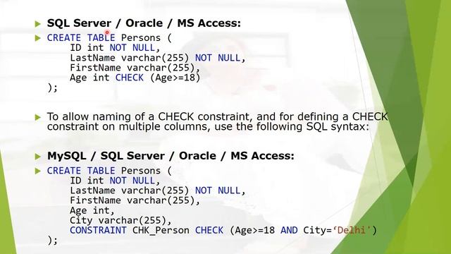CHECK Constraint in SQL смотреть онлайн