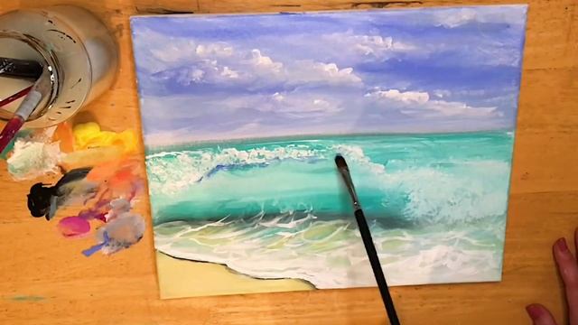HOW TO PAINT A WAVE! ACRYLIC STEP BY STEP TUTORIAL