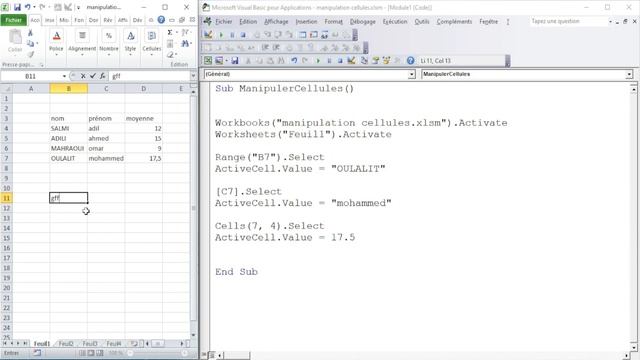 Langage VBA Excel Vidéo N°4- Manipulation cellules Range, Cells, ActiveCell, Worksheets, Workbooks смотреть онлайн