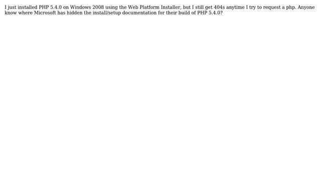 DevOps & SysAdmins: How do you set up PHP 5.4.0 using Web Platform Installer on Windows 2008? смотреть онлайн