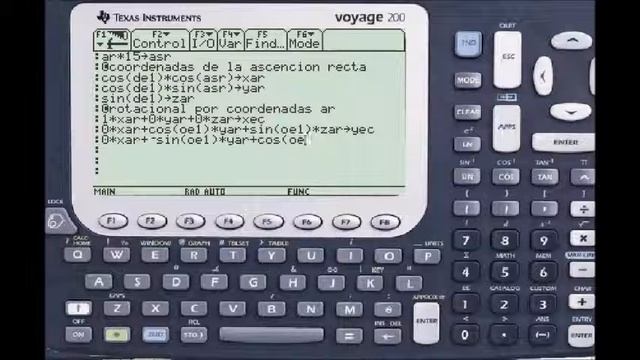 corrdenadas de ascencion recta a ecliptica en calculadora voyage 200