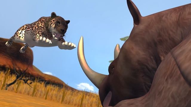 Smilodon VS Woolly Rhinoceros : Dinosaurs Battle Special #pong1977 смотреть онлайн
