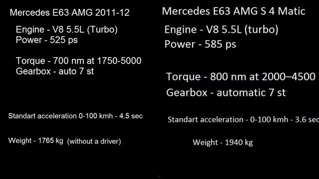 Mercedes E63 AMG S 4Matic 2013-14 vs Mercedes E63 AMG W212 Rear WD 525 ps 2011-12 drag acceleration смотреть онлайн