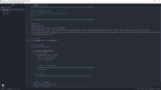 Python, PySide2, Qt Designer - Custom Title Bar [Modern GUI / Flat GUI] (Time-lapse Video) смотреть онлайн