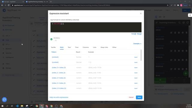 AppSheet DECIMAL() Expression смотреть онлайн