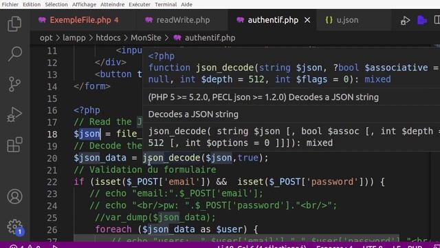php vidéo 29 : read json file / Lecture d'un fichier json смотреть онлайн