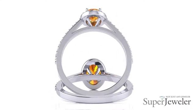 H021743 CIT14KW Oval Shape Citrine and Halo Diamond Ring In 14 Karat White Gold смотреть онлайн