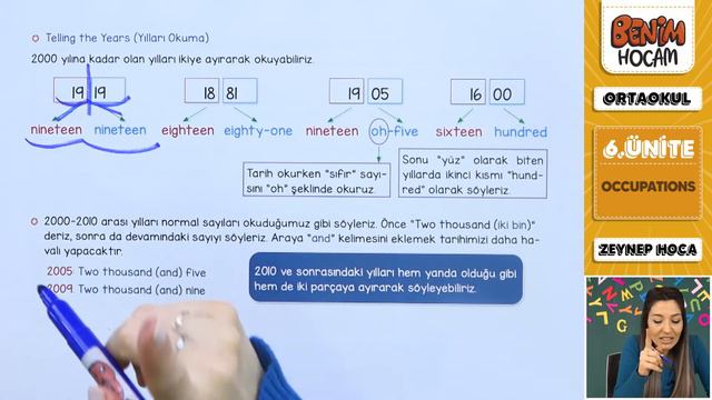 12) 6 . Sınıf İngilizce  - 6 . Ünite - Occupatıons Tellıng The Dates (Tarih Okuma ) - Zeynep Hoca
