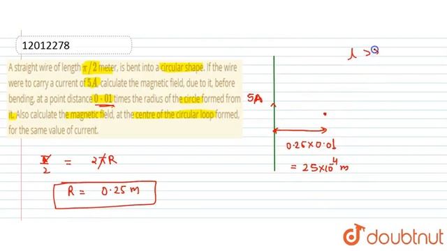 A straight wire of length `pi//2` meter, is bent into a circular shape. If the wire were to carry a смотреть онлайн