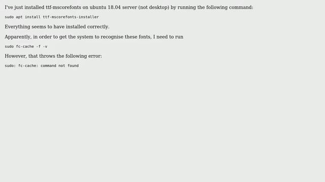 Ubuntu: fc-cache: command not found смотреть онлайн
