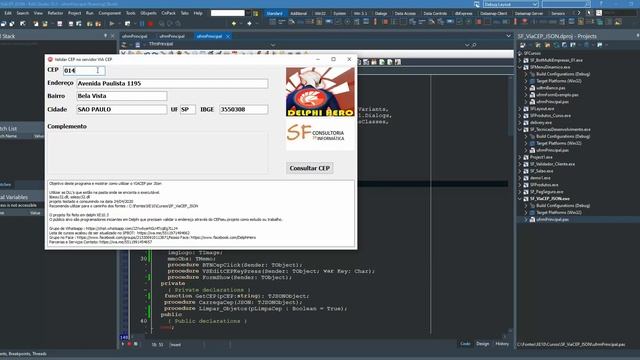 Consultando através do JSon com Delphi XE10.3 o CEP desejado através do ViaCEP смотреть онлайн