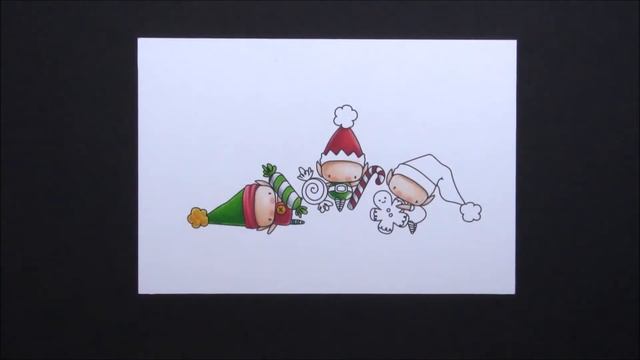 Copic Colouring Stamping Bella 2017: Littles Elves With Treats Rubber Stamp