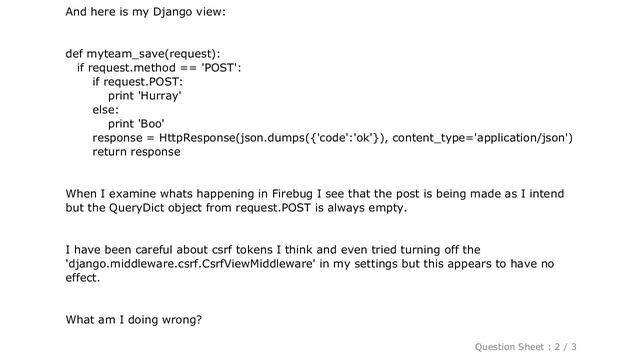 Django : QueryDict always empty from AJAX POST смотреть онлайн