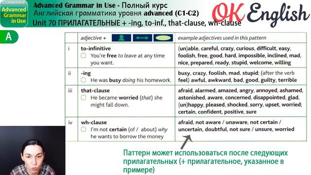 Unit 70 Полезные шаблоны с adjectives: Adj. + ing-verb / to-infinitive / that-clause / wh-clause смотреть онлайн