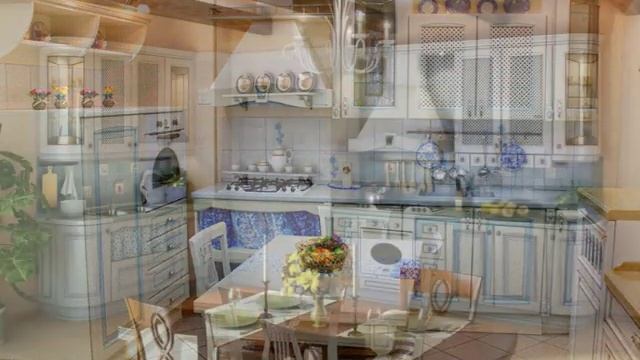 Белые кухни с голубой патиной - дизайн стильного интерьера смотреть онлайн