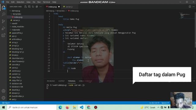 #31. Daftar tag dalam pug Node.js смотреть онлайн