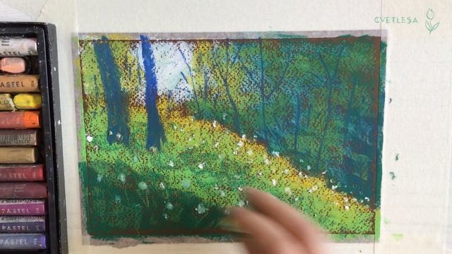 МК как нарисовать лес масляной пастелью | Soft oil pastels mungyo смотреть онлайн