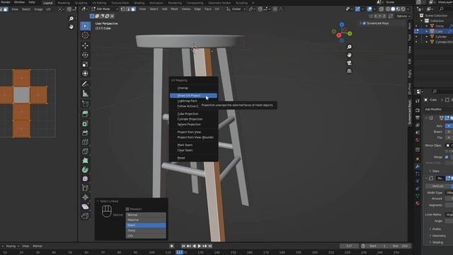 Как сделать автоматическую развертку обьекта в Blender смотреть онлайн
