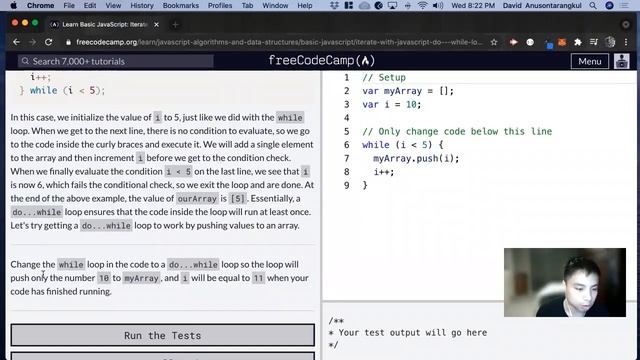 Iterate with JavaScript Do...While Loops (Basic JavaScript) freeCodeCamp tutorial смотреть онлайн