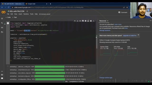 Falcon LLM with Langchain Creating SQL Parser using Falcon LLM machinelearning ai