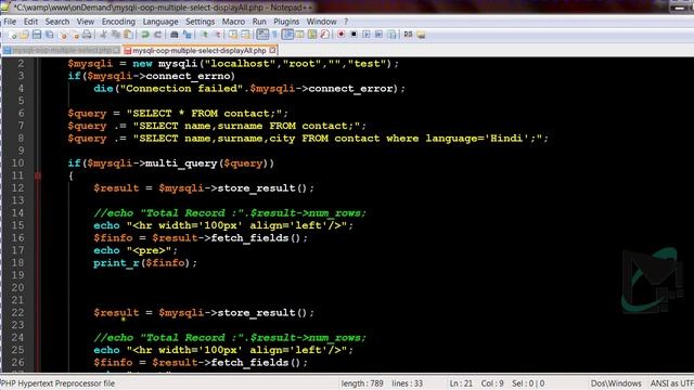 Multiple Query - Select - Display - Rows | Records - Table Format - Array - PHP MySQLi - Hindi смотреть онлайн