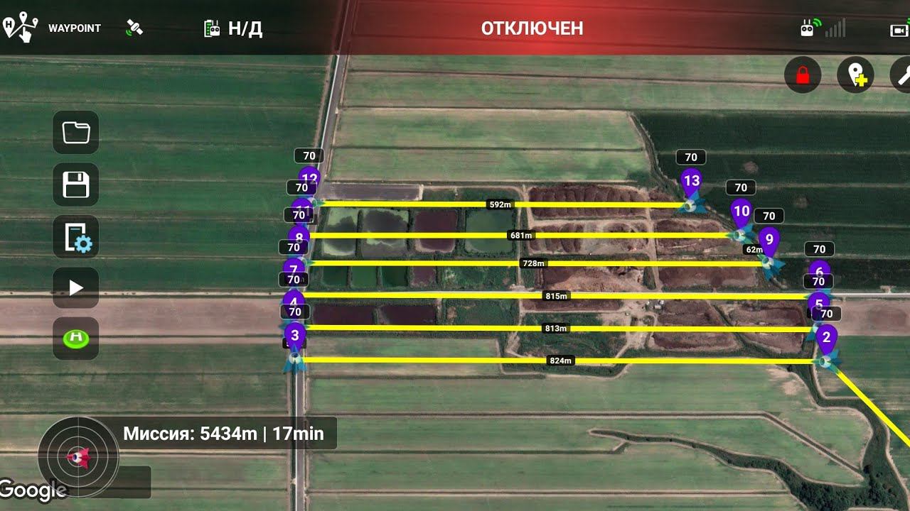Автоматическая съёмка ортофотоплана Litchi Mini Se