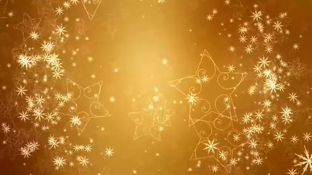 Футаж Снежинки новогодние на золотистом фоне смотреть онлайн