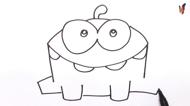 Как нарисовать АМ НЯМ / мультик раскраска веселый АМ НЯМ для детей / Раскраски малышам