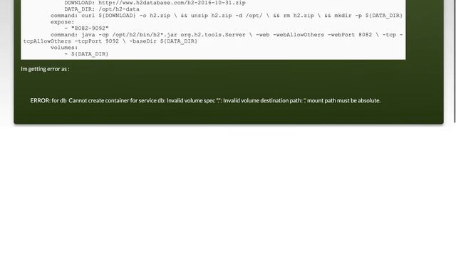 Docker compose Invalid volume destination path: '.' mount path must be absolute смотреть онлайн