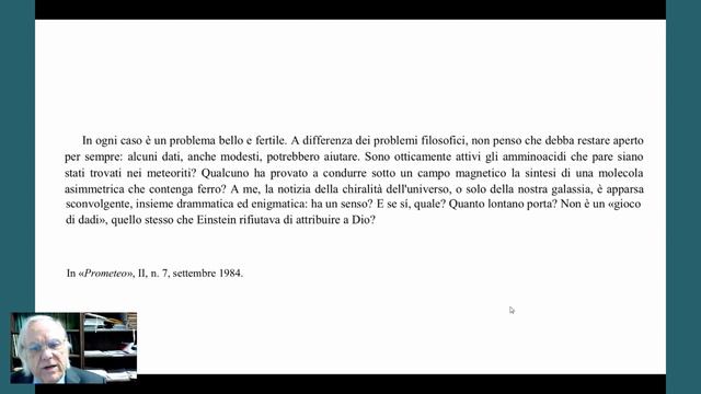 Vincenzo Aquilanti, Chiralità: asimmetria speculare e molecole della vita (partendo da P. Levi) смотреть онлайн
