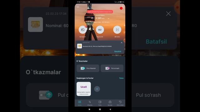 PAYME ILOVASI ORQALI PUBG MOBILE O'YINIGA UC TASHLASH.100% 2023 смотреть онлайн