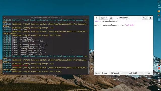 Hot reload Groovy scripts on NukkitX with PiApi смотреть онлайн