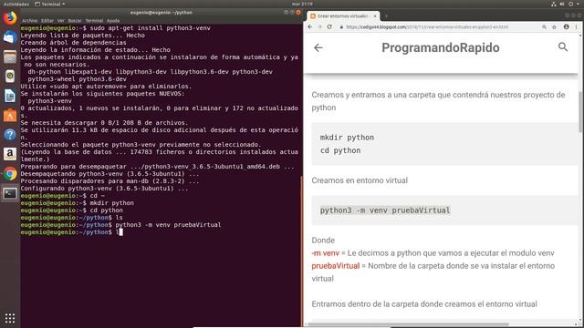 Crear entornos virtuales en Pyton3? en Ubuntu 18.04 смотреть онлайн