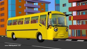 The Wheels on the Bus go round and round - 3D Animation English rhyme for children