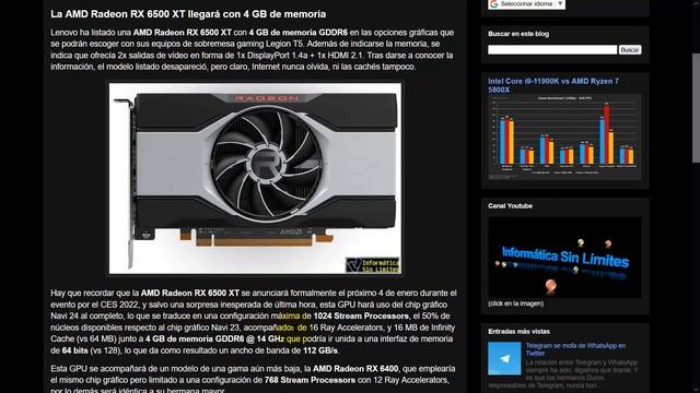 La AMD Radeon RX 6500 XT llegará con 4 GB de memoria смотреть онлайн
