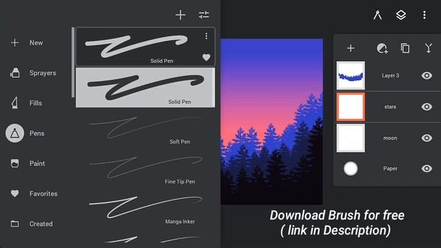 Infinite Painter Tutorial : How to draw beautiful landscape/silhouette step by step for Beginners ? смотреть онлайн