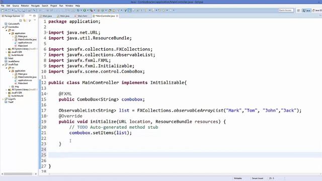 The use of Combobox in JavaFx смотреть онлайн