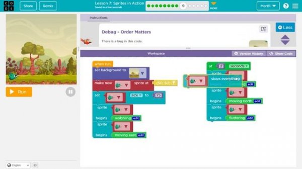 Code Org Lesson 7 - Code.org Express Course Lesson 7 Sprites in Action - Course F Lesson 4