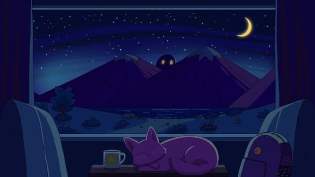 Live Wallpaper - Purrple Cat-Night Train FullHD (Free Use 100%)