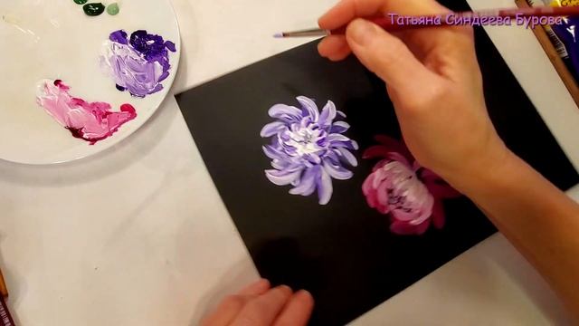 HOW TO DRAW CHRYSANTHEMUM ACRYLIC РИСУЕМ ХРИЗАНТЕМУ АКРИЛОМ смотреть онлайн
