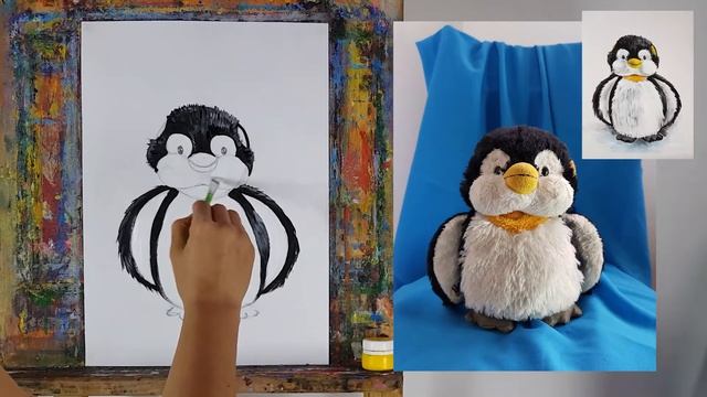 Как Нарисовать Пингвинёнка с натуры гуашью смотреть онлайн