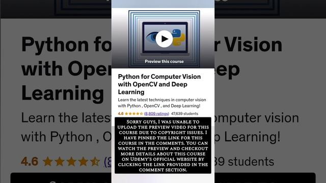 Python for Computer Vision with OpenCV and Deep Learning смотреть онлайн
