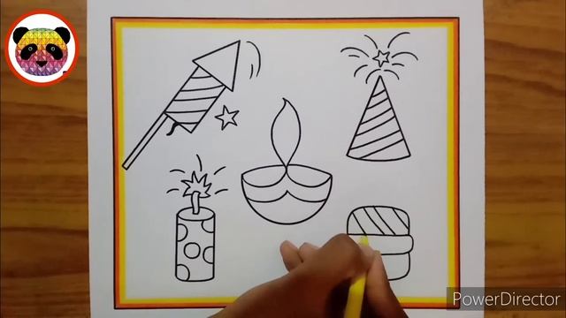 Diwali Crackers Drawing / Diwali Drawing Easy / Happy Diwali Drawing / Diwali Festival Drawing смотреть онлайн