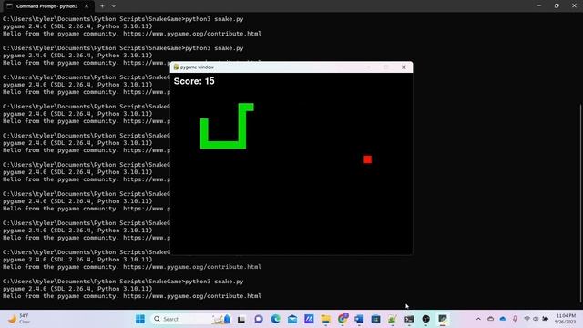 Python Snake Game using Pygame смотреть онлайн
